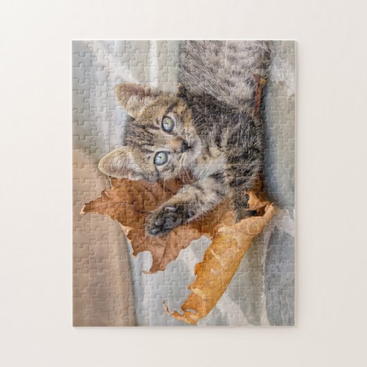 Cat Kitten met een lul in een cute tabby - Legpuzzel (Verticaal)