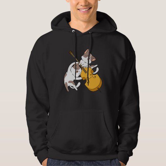 Cat Kitten Playing Cello Cat Cello Player Cellist Hoodie (Voorkant)
