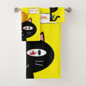 Cat Kitten Poisson Jaune Salle De Bains Serviettes (En situation)