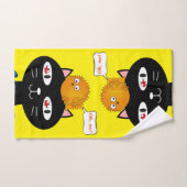 Cat Kitten Poisson Jaune Salle De Bains Serviettes (Serviette à main)