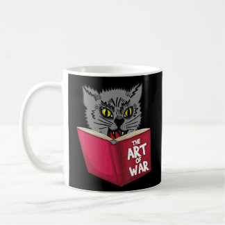 Cat Kitten Reading Book Art of War Funny Animal Lo Koffiemok