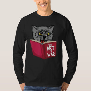 Cat Kitten Reading Book Art of War Funny Animal Lo T-shirt