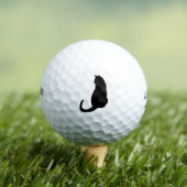 Cat Kitten Sitting Silhouette Outline Black Golfballen (Insitu Shirt)