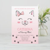 Cat Kitten verjaardagsfeestje uitnodigen Kaart (Staand voorkant)