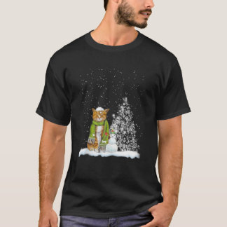 Cat Kitten Winter Scarf Snowman Christmas Tree Xma T-shirt
