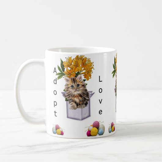 Cat Kitten Yarn Cat Adoption Mok (Links)