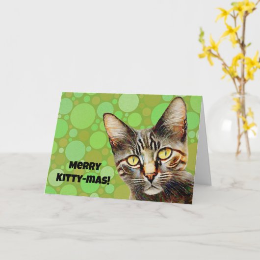 Cat Kitty Kitty Kitty-mas Carte de Noël (Fleur jaune)