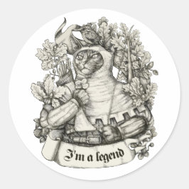 Cat Knight  print Ronde Sticker