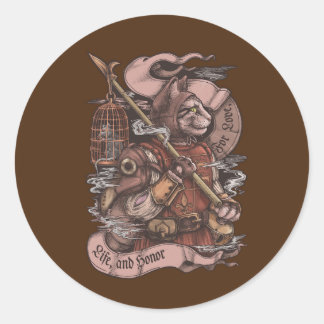 Cat Knight  print Ronde Sticker
