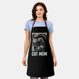 CAT-KUNSTKUNSTKITCHEN SCHORTEN VOOR MOM BLACK CAT