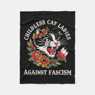 Cat Ladies Against Fascism Funny Cat Feminist 2 Fleece Deken