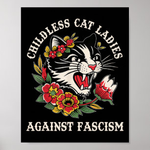 Cat Ladies Against Fascism Funny Cat Feminist 2 Poster
