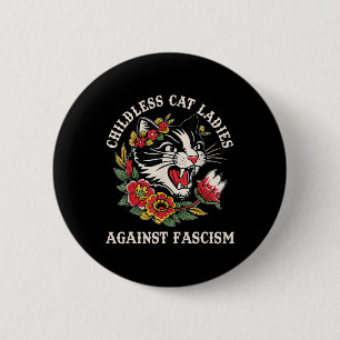 Cat Ladies Against Fascism Funny Cat Feminist 2 Ronde Button 5,7 Cm
