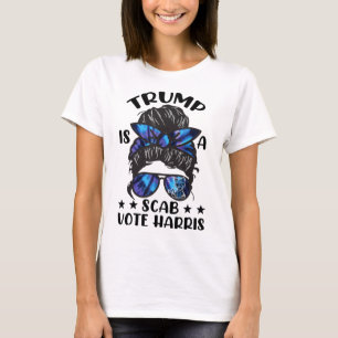 Cat Ladies Messy Bun Grappig Trump is een schurk s T-shirt