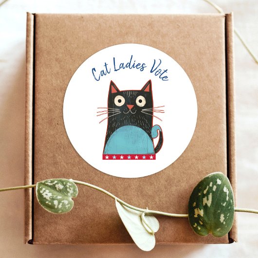 Cat Ladies Stem Script Rustieke Feminist Bold Scha Ronde Sticker