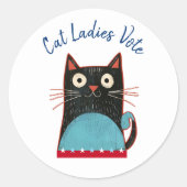 Cat Ladies Stem Script Rustieke Feminist Bold Scha Ronde Sticker (Voorkant)