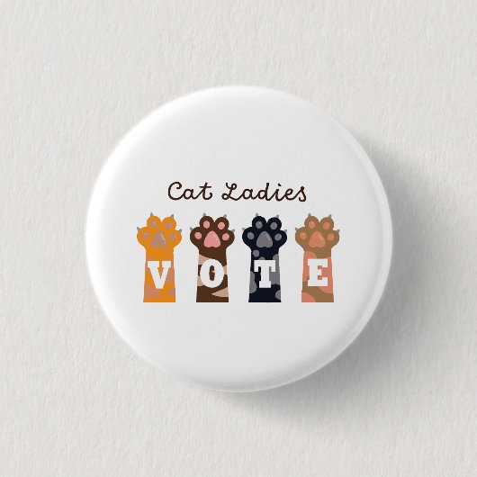 Cat Ladies Stem T-shirt Ronde Button 3,2 Cm (Voorkant)
