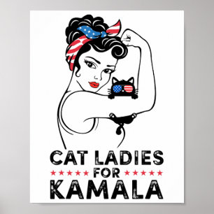 Cat Ladies voor Kamala Harris voor President 2024 Poster