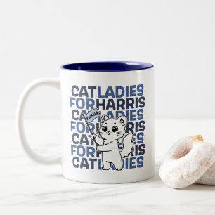 Cat Ladies voor Kamala Harris voor President 2024 Tweekleurige Koffiemok