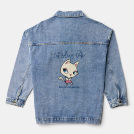 Cat Ladies Vote Chic Funny Script Schattige Femini Denim Jacket