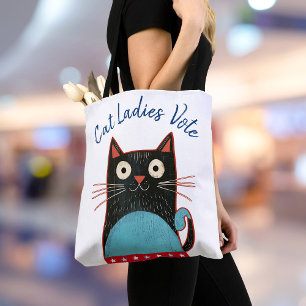 Cat Ladies Vote Script Feministisch Rustiek vet Sc Draagtas