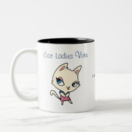 Cat Ladies Vote Script Funny Bold Schattige Femini Tweekleurige Koffiemok