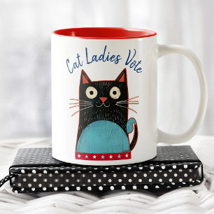 Cat Ladies Vote Script Rustic Bold Schattige Femin Tweekleurige Koffiemok