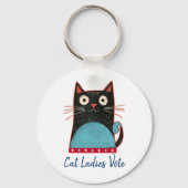 Cat Ladies Vote Script Rustic Bold Schattige Patri Sleutelhanger (Achterkant)