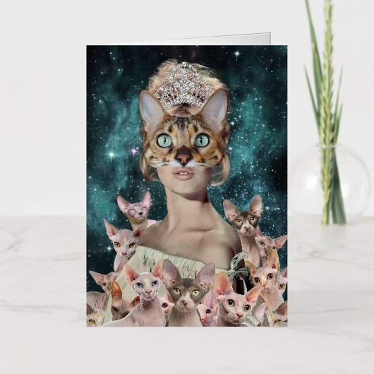 Cat Lady Folie Feestdagenkaart (Voorkant)