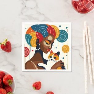 Cat Lady grafische illustratie Servet