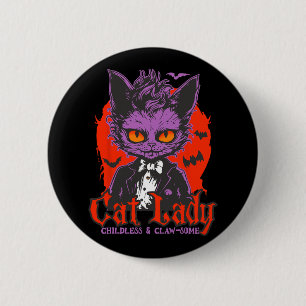 Cat Lady Halloween Feministische Kinderloze Kat Da Ronde Button 5,7 Cm