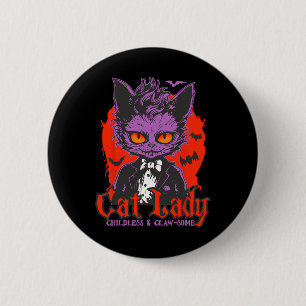 Cat Lady Halloween Feministische Kinderloze Kat Da Ronde Button 5,7 Cm