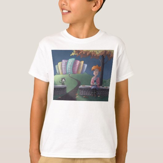 Cat Lady in het park T-Shirt (Voorkant)