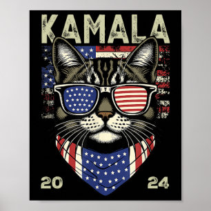 Cat Lady Kamala-harris 2024 Amerikaanse vlag Schat Poster