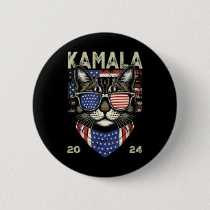 Cat Lady Kamala-harris 2024 Amerikaanse vlag Schat Ronde Button 5,7 Cm