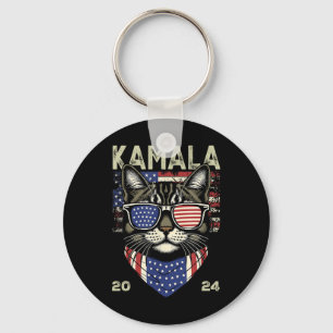 Cat Lady Kamala-harris 2024 Amerikaanse vlag Schat Sleutelhanger