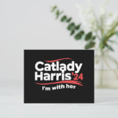 Cat Lady Kamala Harris 2024 Ik ben bij haar Briefkaart (Staand voorkant)