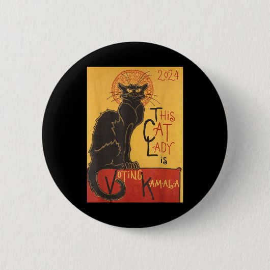 Cat Lady Kamala Le Chat Noir Grappige Stemming Ronde Button 5,7 Cm (Voorkant)