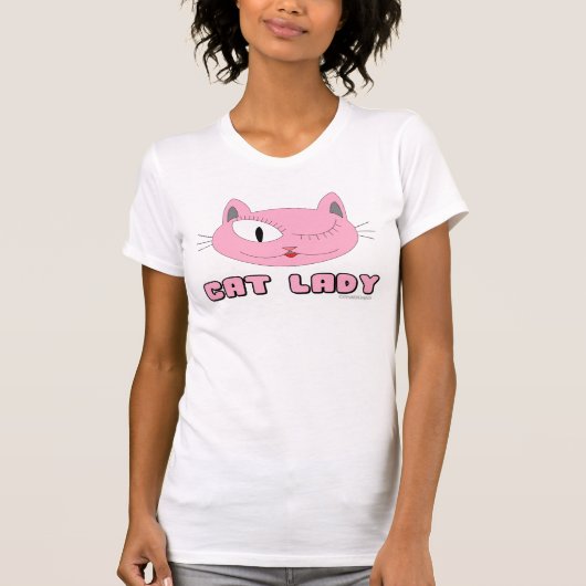 CAT LADY Pink Cat Face Cat Lover T-shirt (Voorkant)