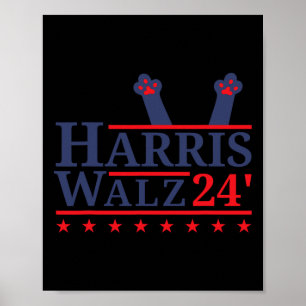 Cat Lady voor Kamala Harris Tim Walz 2024 Verkiezi Poster