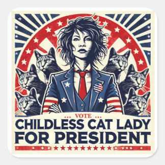 Cat Lady voor President Vierkante Sticker