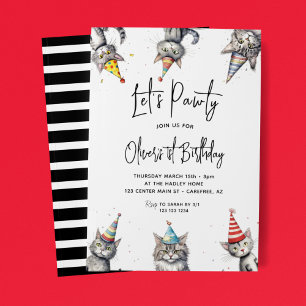 Cat Let's Pawty 1st Verjaardag Kaart