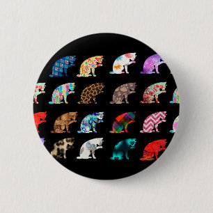 Cat Licking Pattern Ronde Button 5,7 Cm