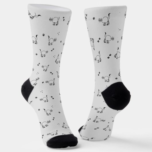 Cat Line Art Pattern Sock by AuthentiKids Sokken (Gebogen)
