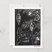 Cat Linocut Kerst Kaart (Voorkant)