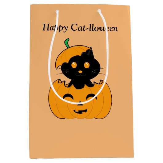 Cat-lloween Bolsa de regalo Medium Cadeauzakje (Voorkant)