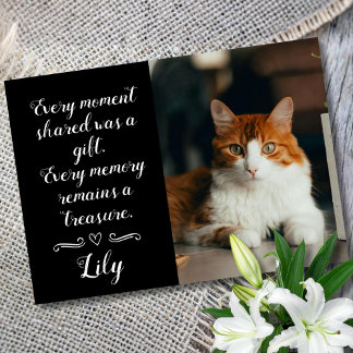 Cat Loss Sympathy Card Personalized Photo Pet Name Kaart