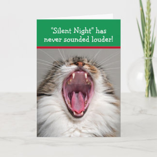 Cat Loudly Singing "Silent Night" Christmas Kaart