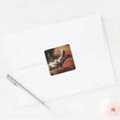 Cat Lounging Vierkante Sticker (Envelop)