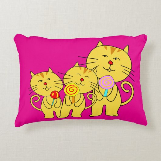 Cat Love Lollipop kussen roze blauw (Voorkant)